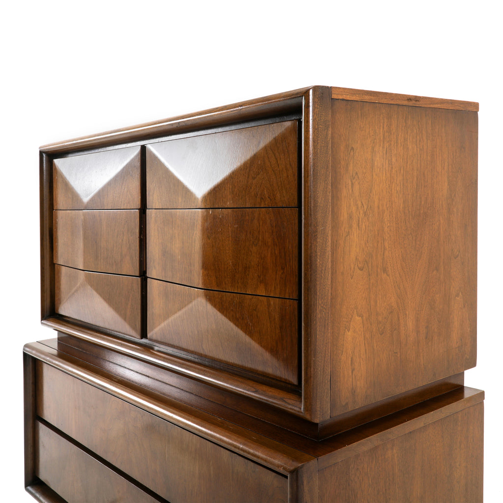 United Diamond Mid Century Walnut Highboy Dresser