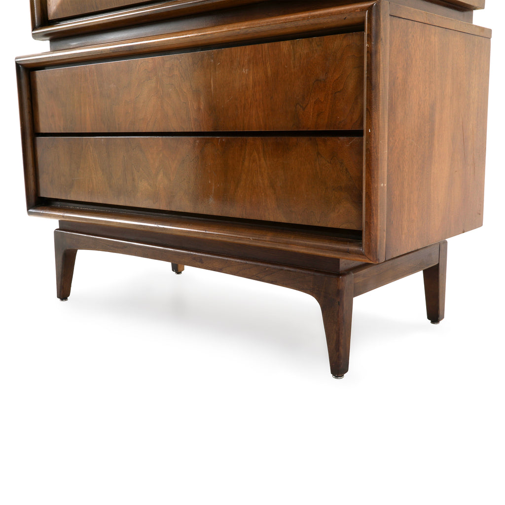 United Diamond Mid Century Walnut Highboy Dresser