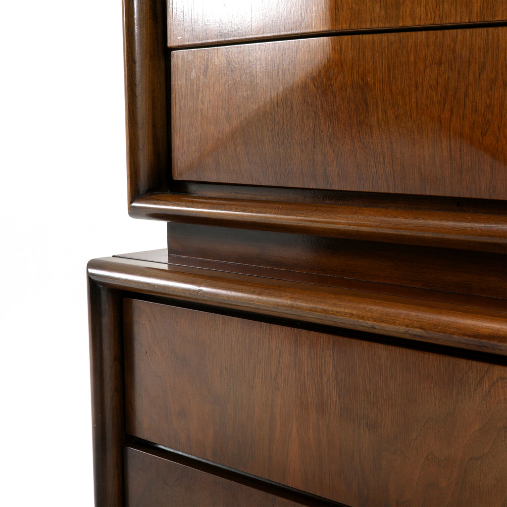 United Diamond Mid Century Walnut Highboy Dresser