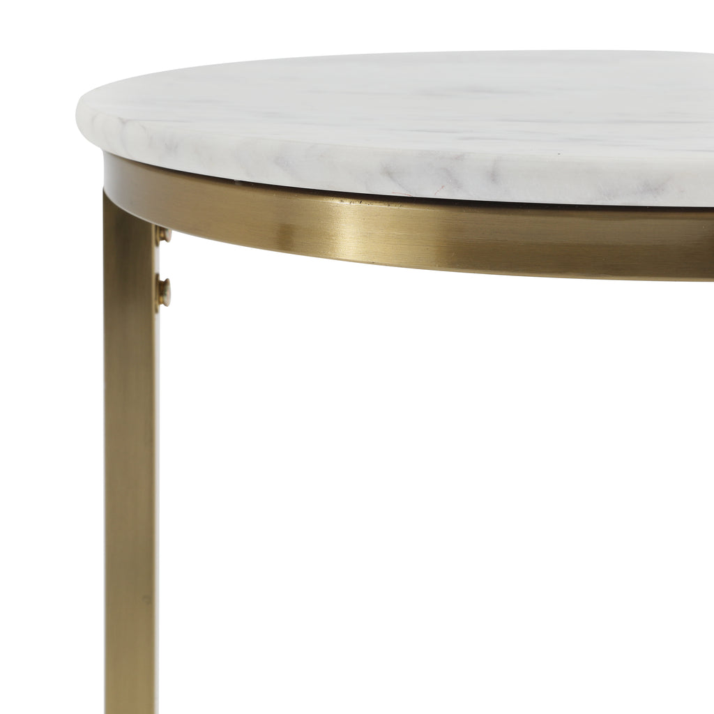 White Marble and Gold Side Table