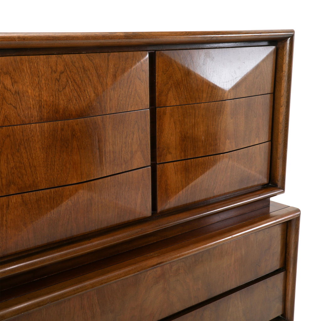 United Diamond Mid Century Walnut Highboy Dresser