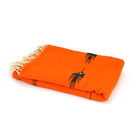 Orange Throw Blanket w/ Black Birds