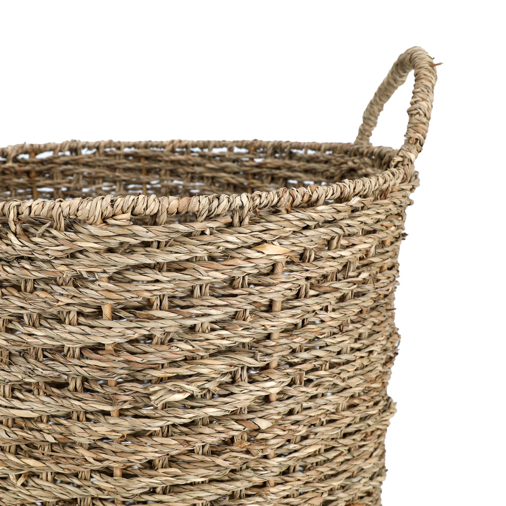 Woven Wicker Basket w/ Handles - Medium