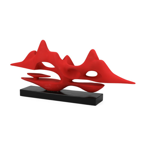 Matte Red Abstract Landscape Sculpture (A+D)
