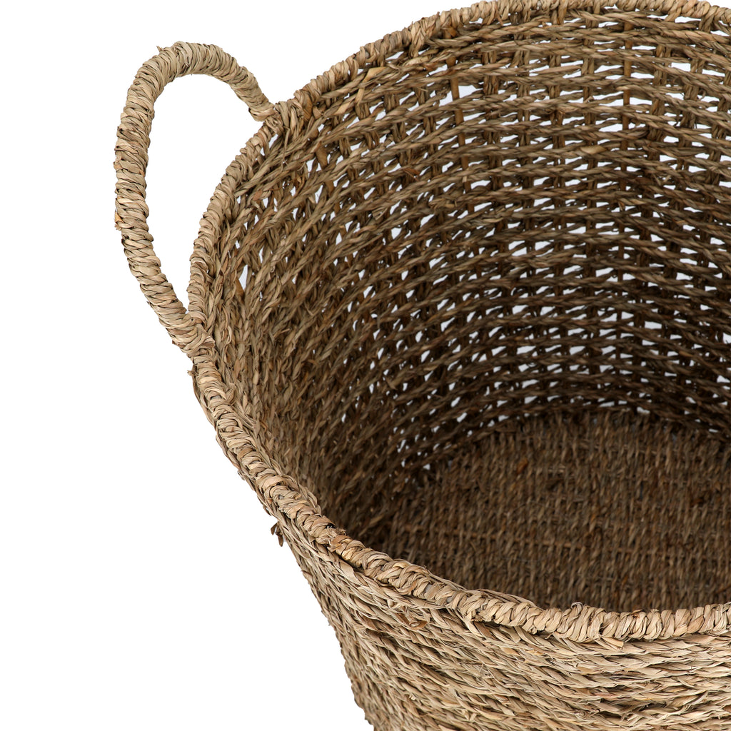 Woven Wicker Basket w/ Handles - Medium