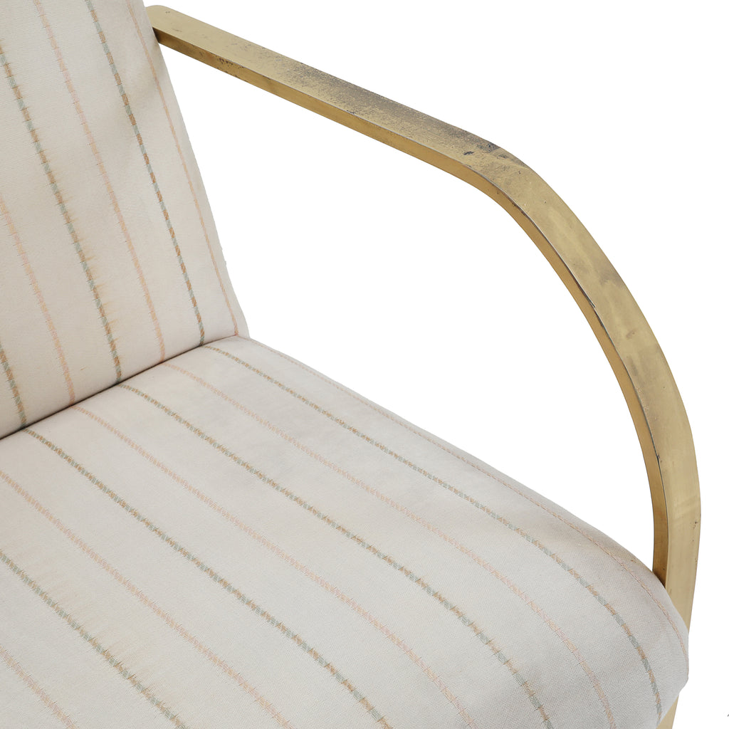 White Striped Chairs with Gold Frame