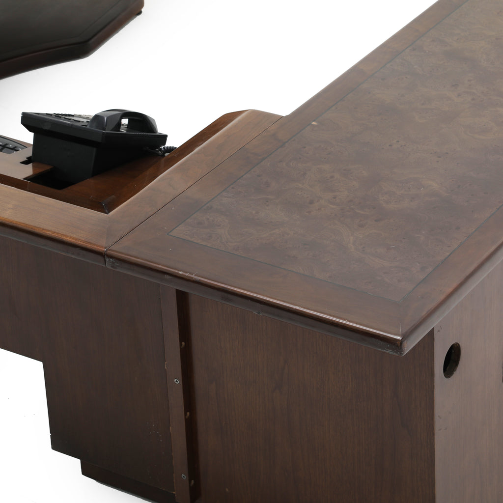 Brown Dark Wood Monteverdi Executive Desk W/ Extensions