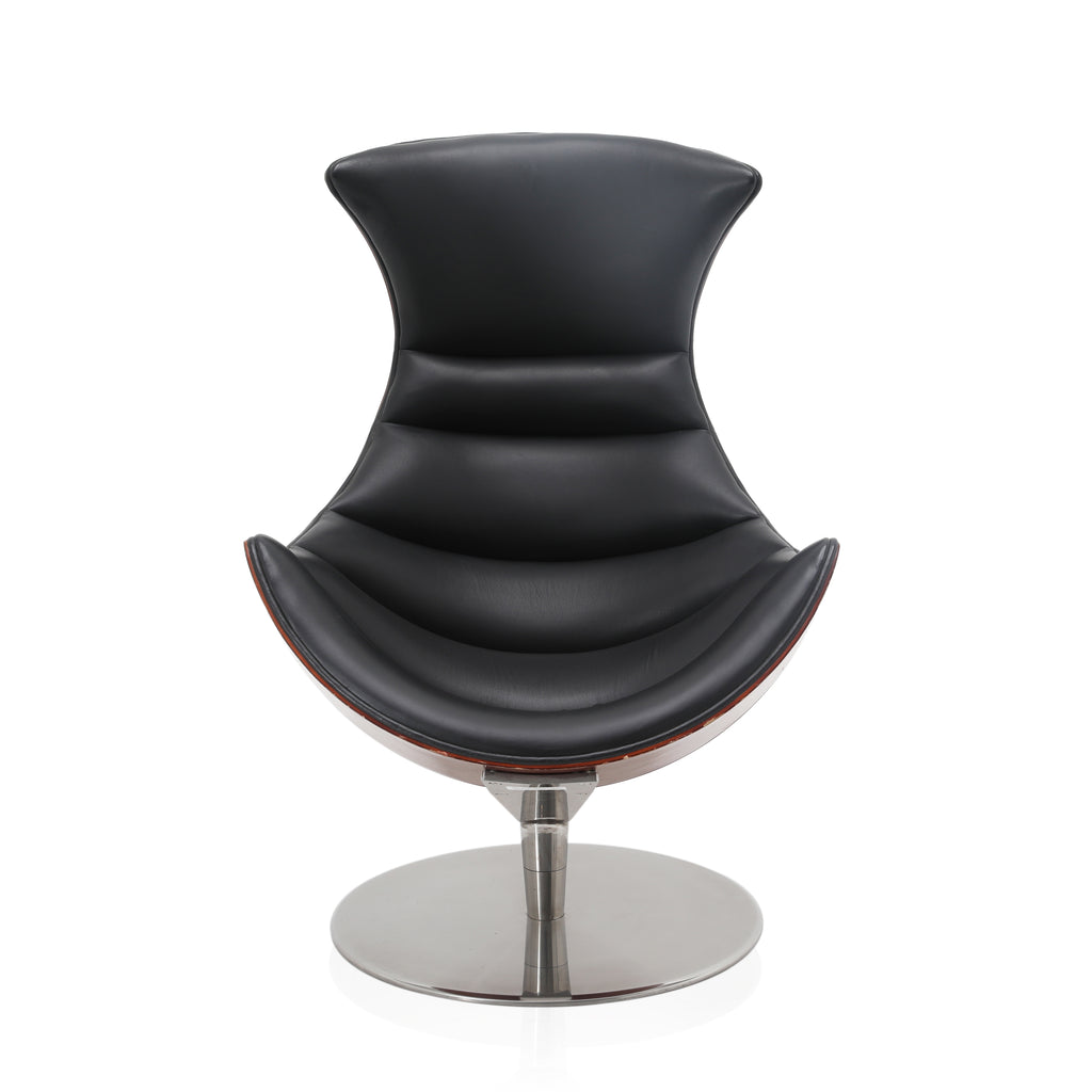 Black Leather Chrome Platform Chair