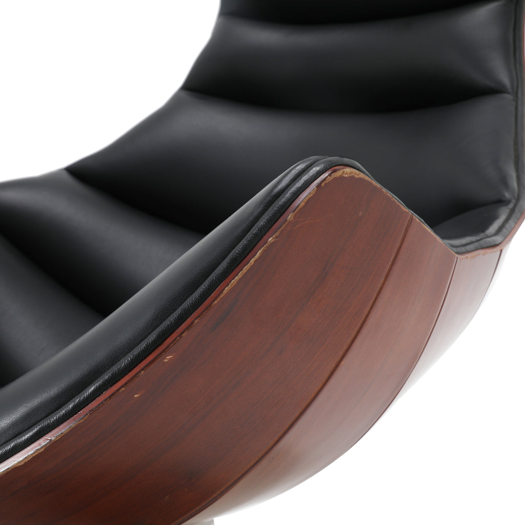Black Leather Chrome Platform Chair