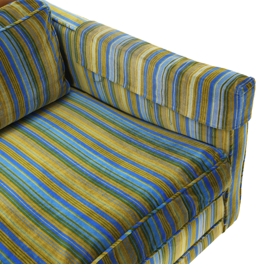 Green & Blue Striped 4-Seater Sofa