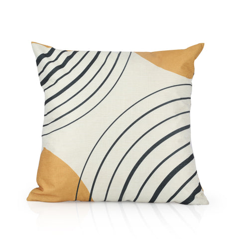 White & Yellow Pillow with Dark Stripes