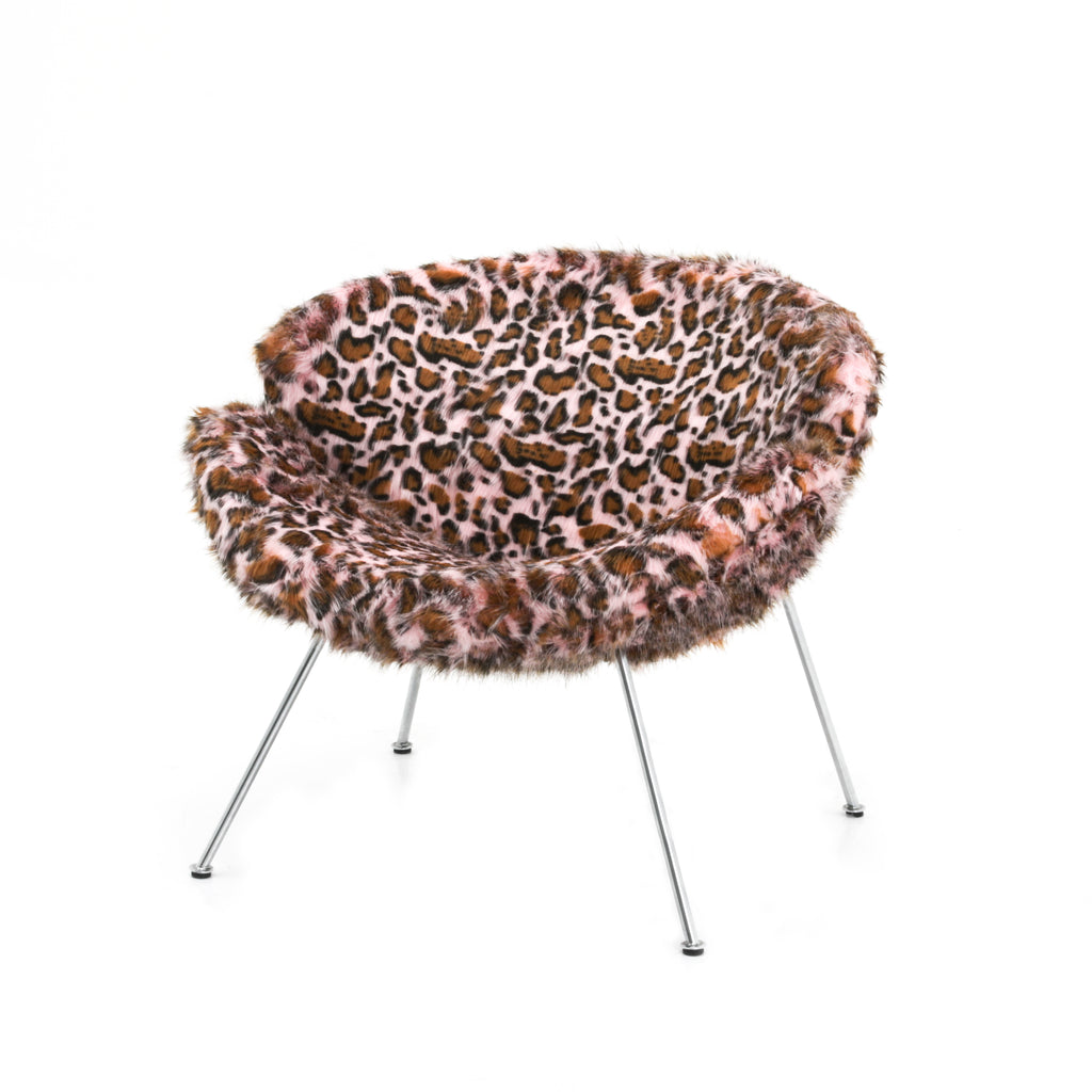 Faux Fur Pink Paulin Oval Slice Chair