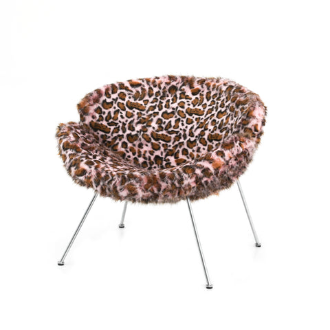 Faux Fur Pink Paulin Oval Slice Chair