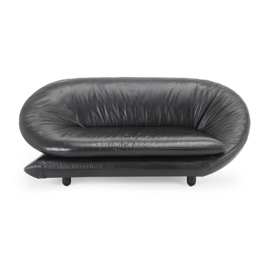 Black Leather Swirl Loveseat