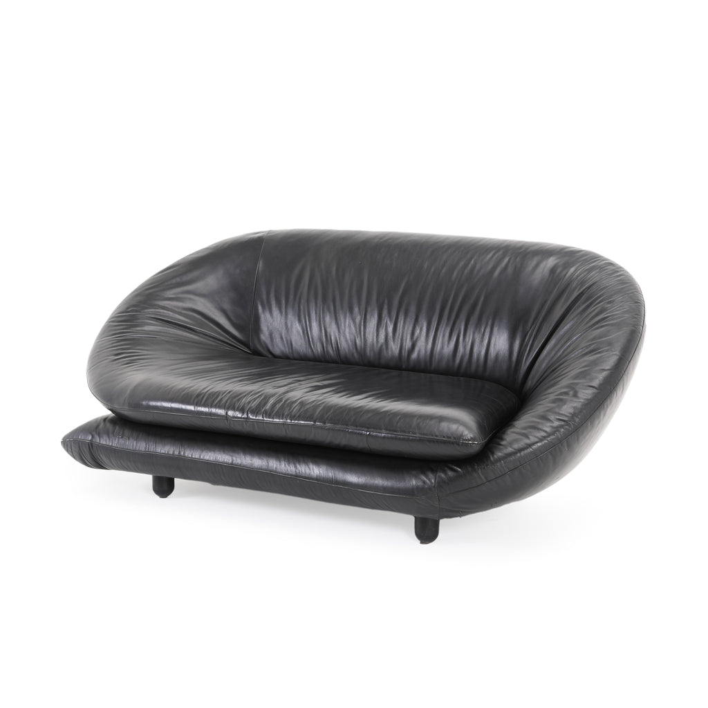 Black Leather Swirl Loveseat