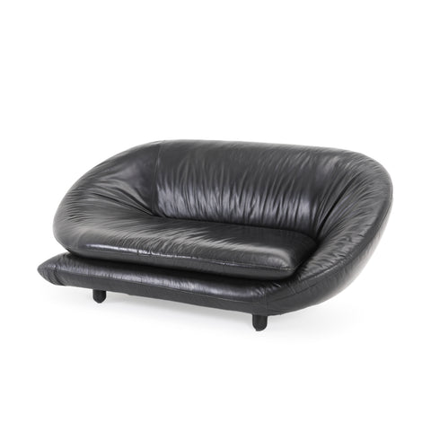 Black Leather Swirl Loveseat