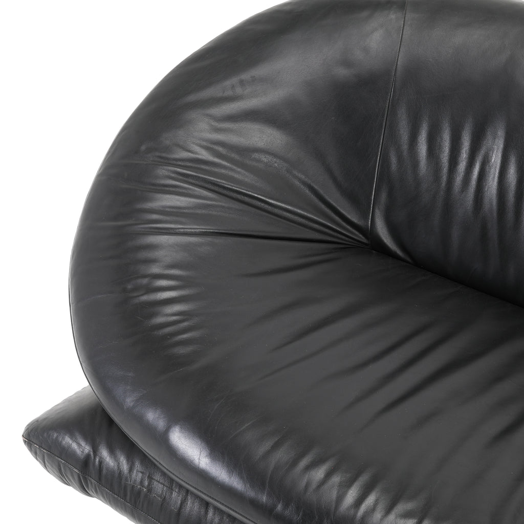 Black Leather Swirl Loveseat