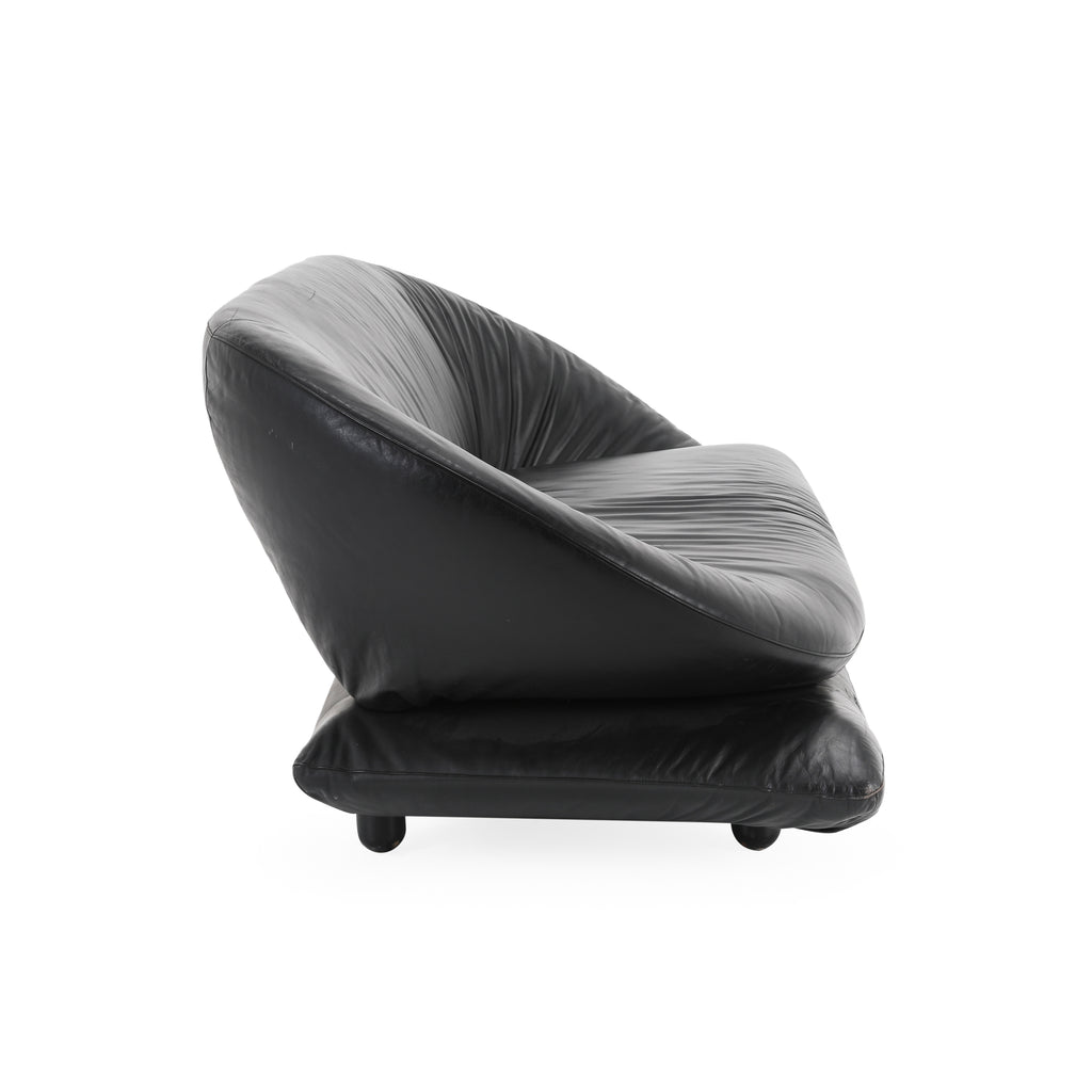 Black Leather Swirl Loveseat