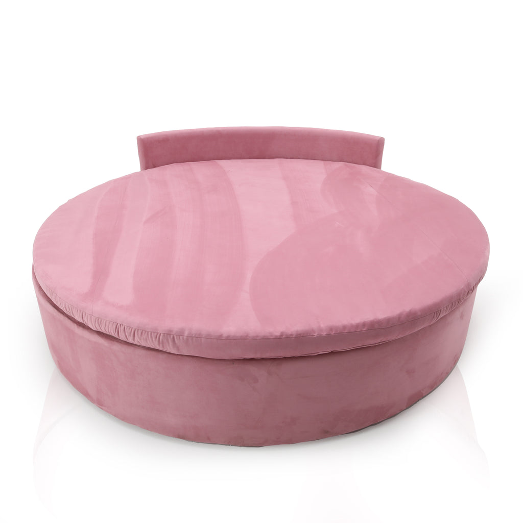 Large Round Pink Velvet Bed
