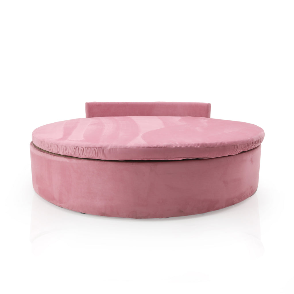 Large Round Pink Velvet Bed
