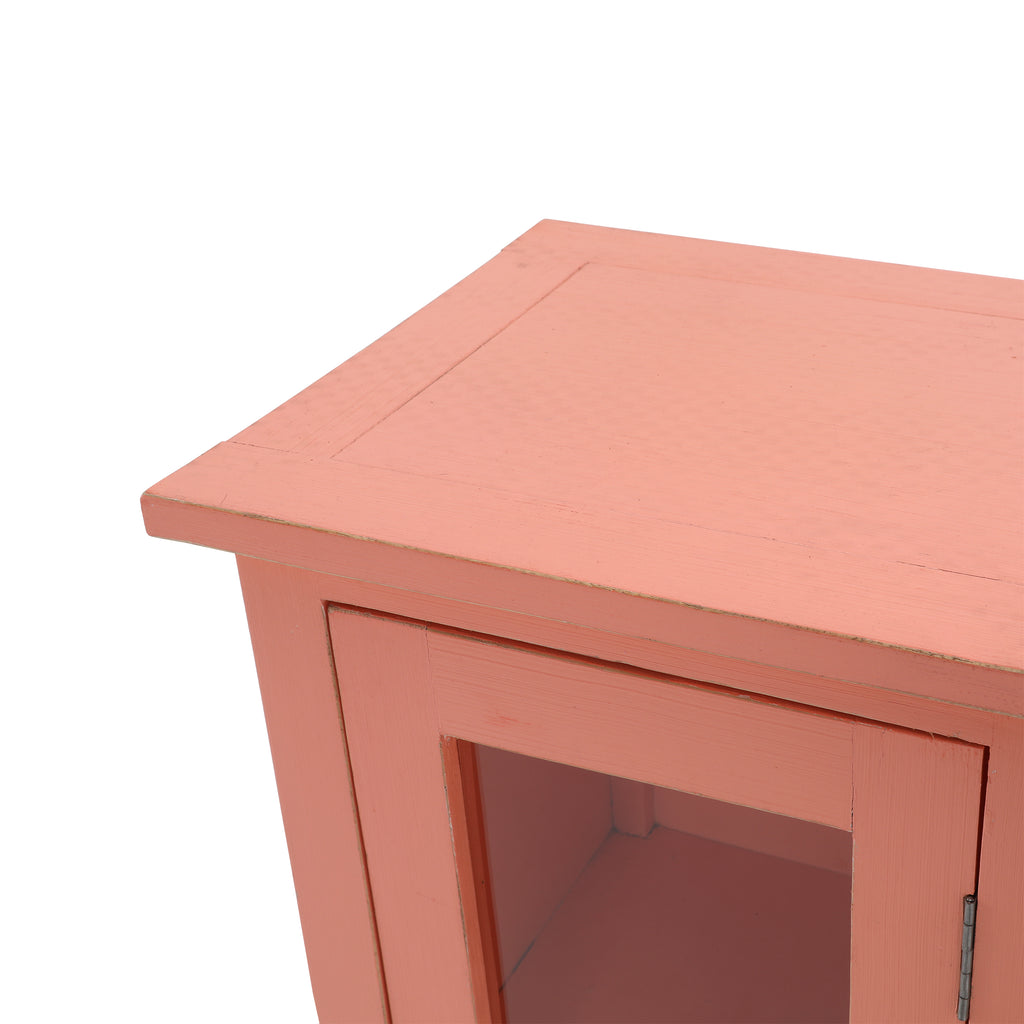Pink Cabinet w/ 2 Shelves & Drawer
