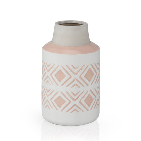 White & Pink Ceramic Vase