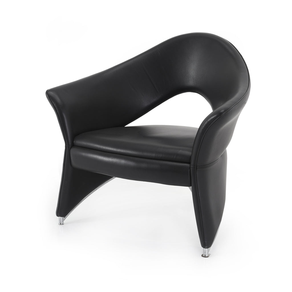 Black Leather Three Leg Chair
