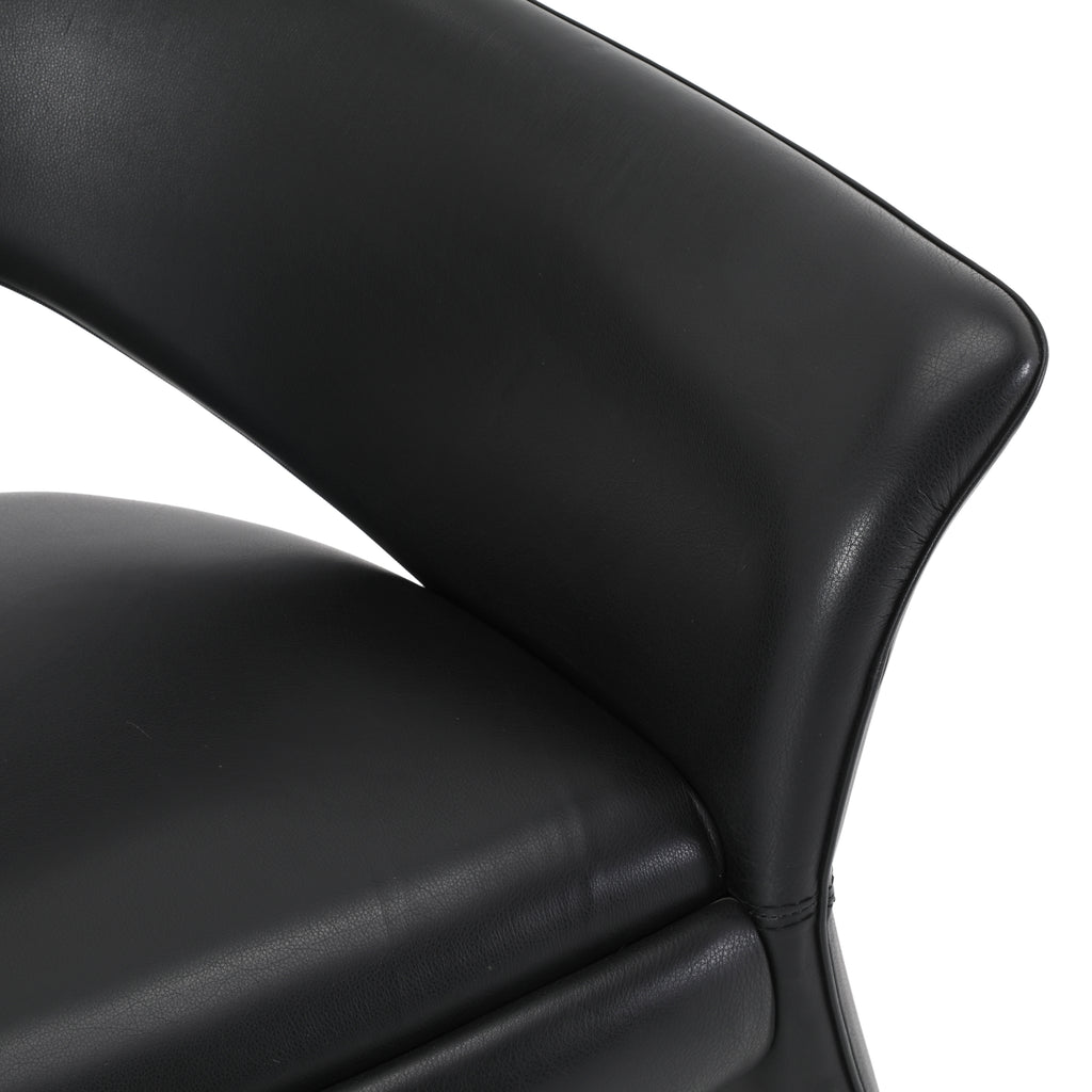 Black Leather Three Leg Chair