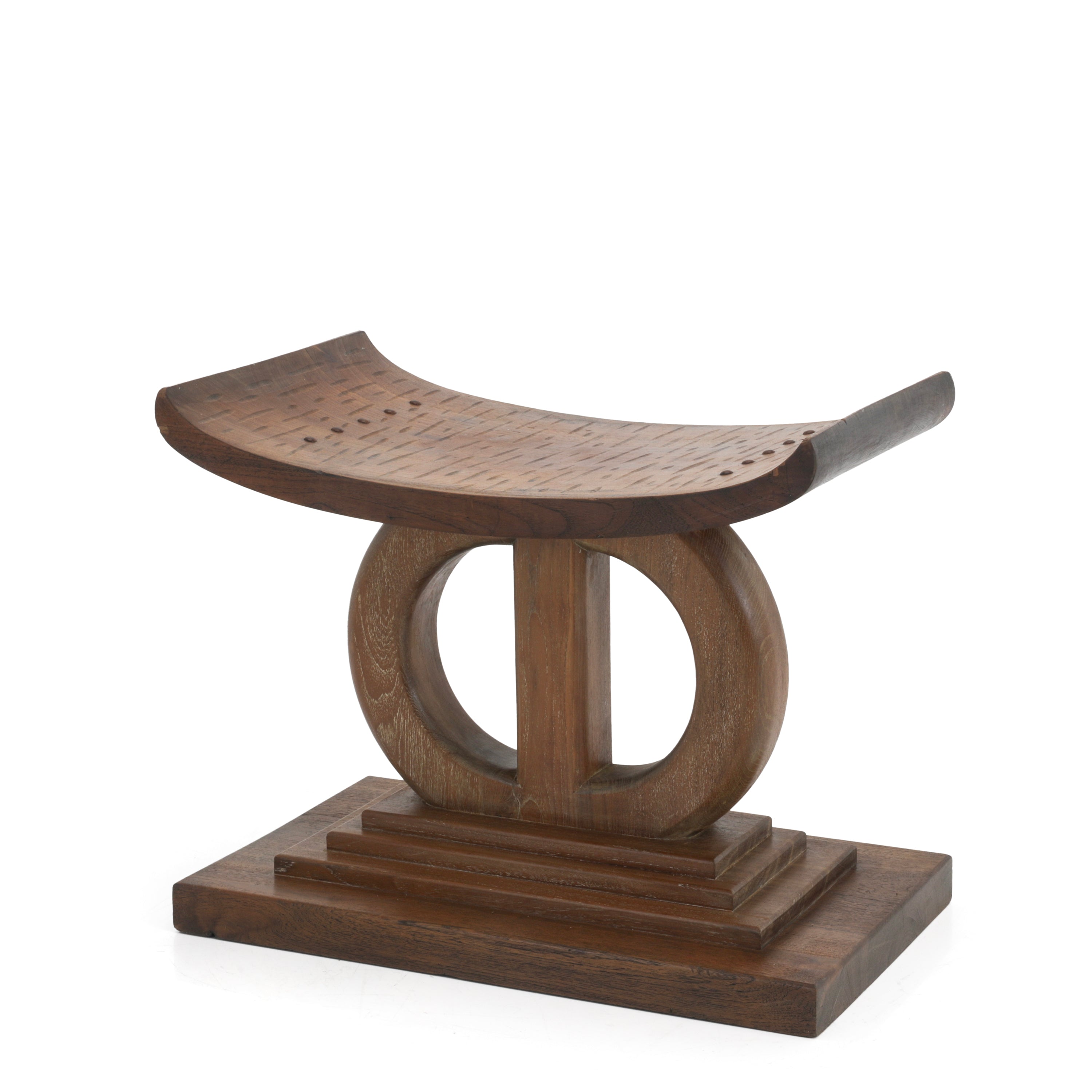 Wood Stool on Rectangular Base - Gil & Roy Props