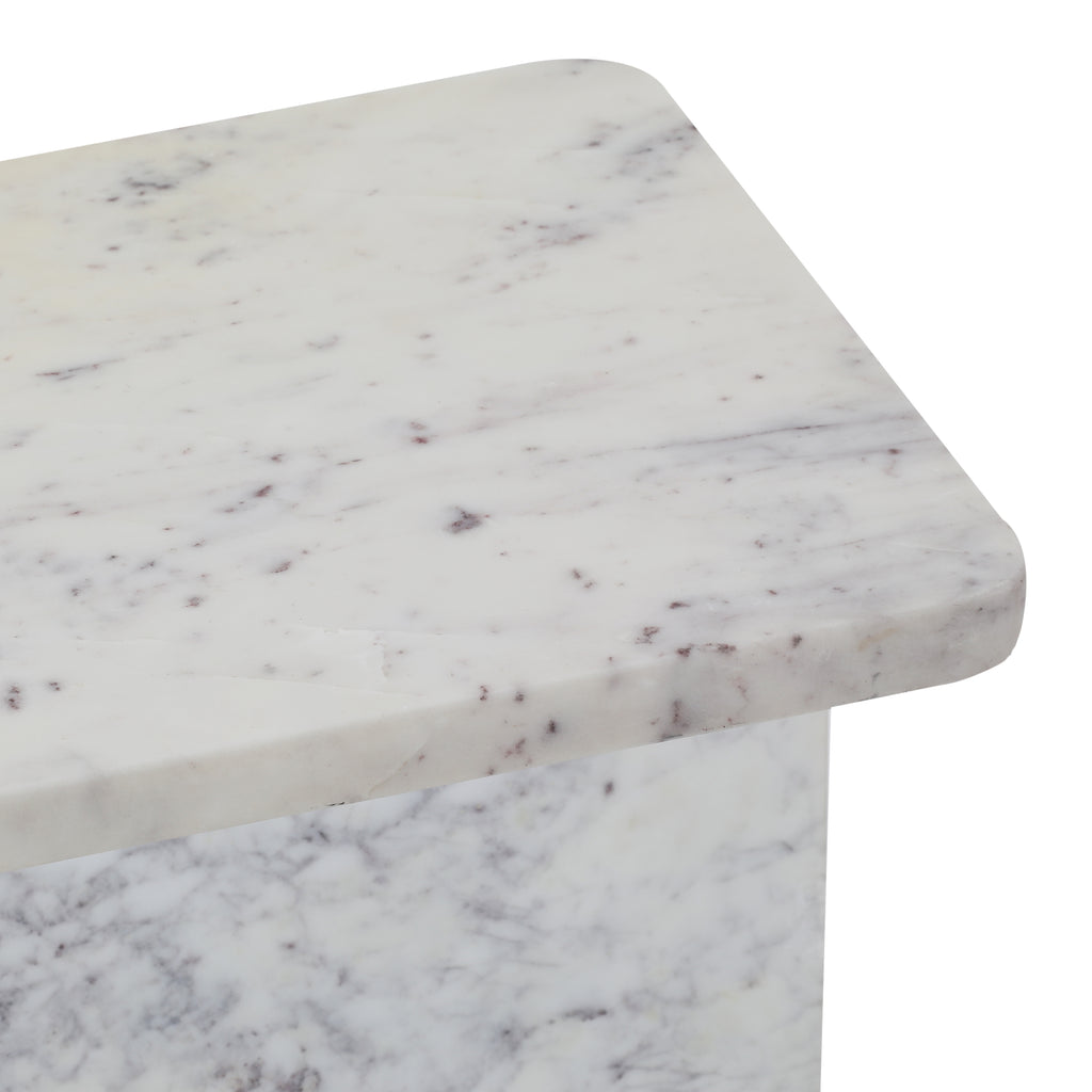 White / Grey Marble End Table