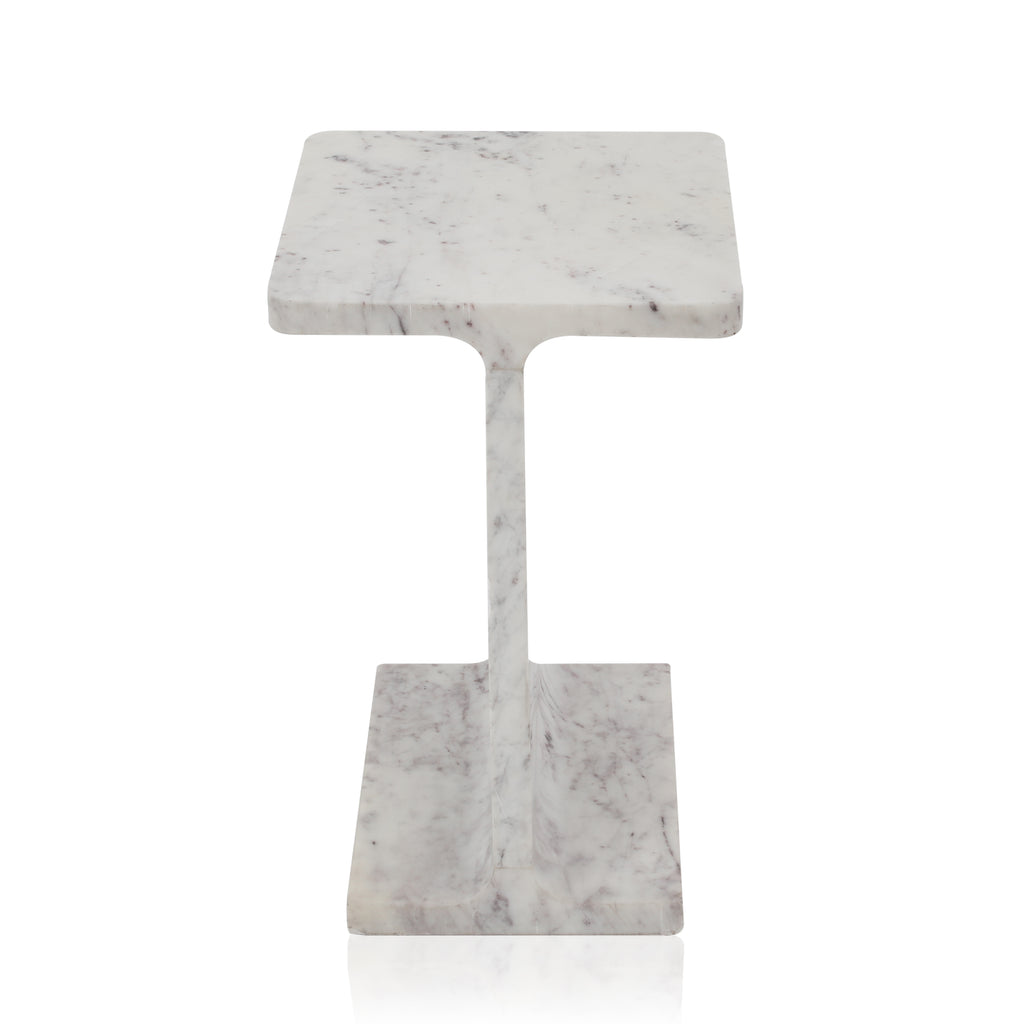 White / Grey Marble End Table