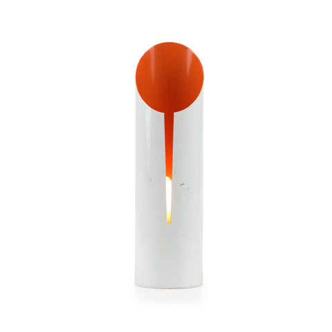 White Cylinder Table Lamp with Orange Interior