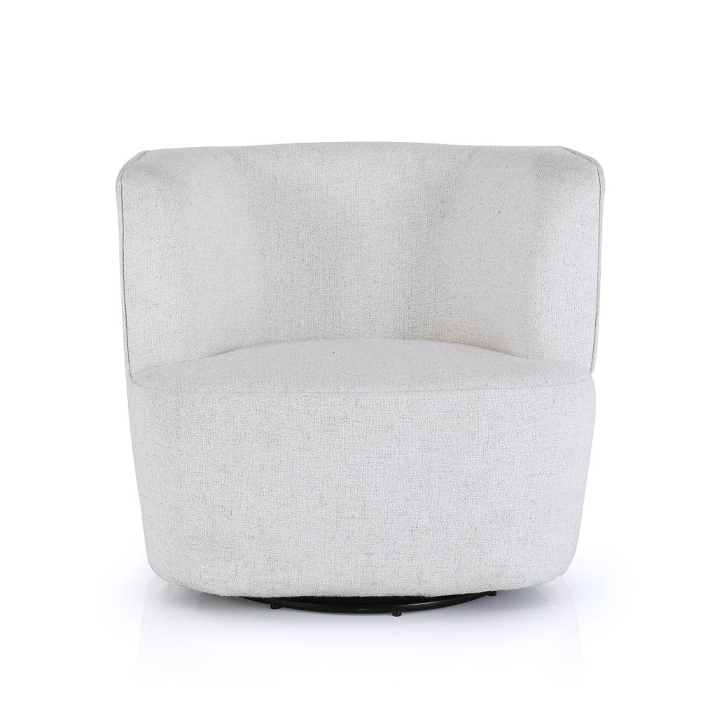 White Round Boucle Swivel Chair