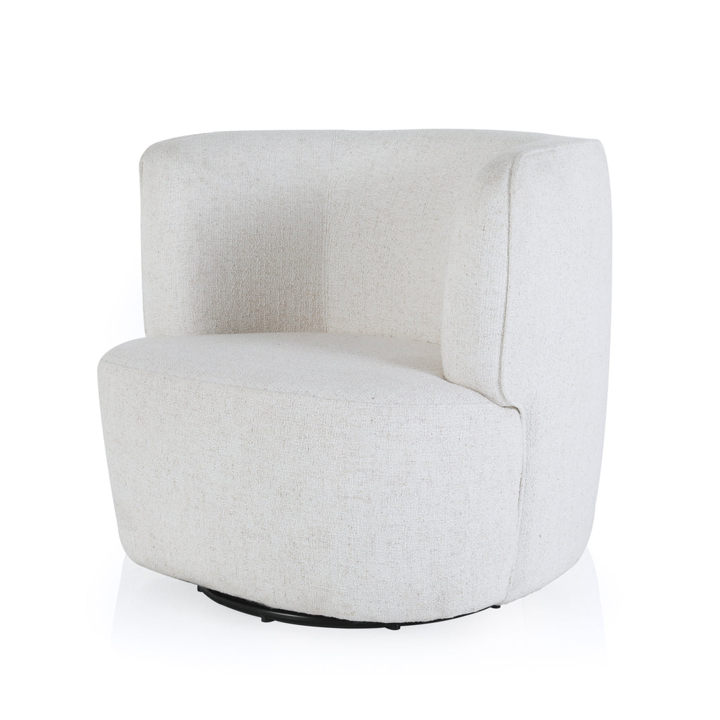 White Round Boucle Swivel Chair