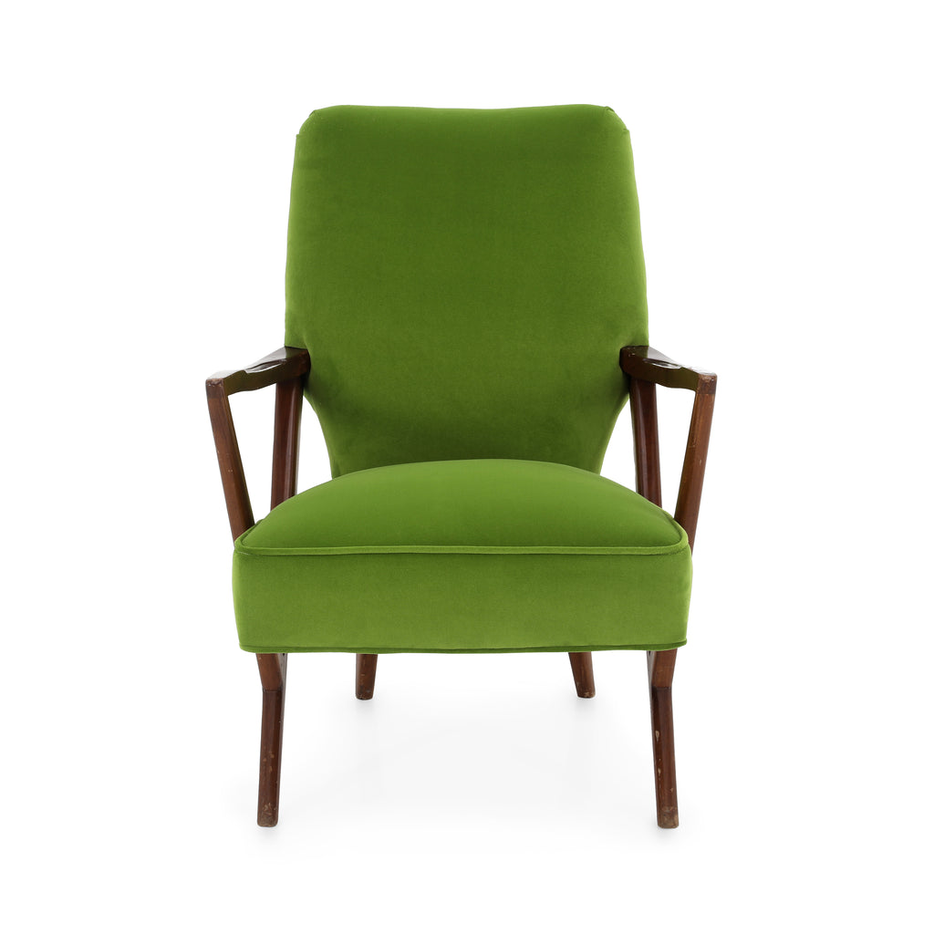 Green Velvet Wood Mid Century Chair