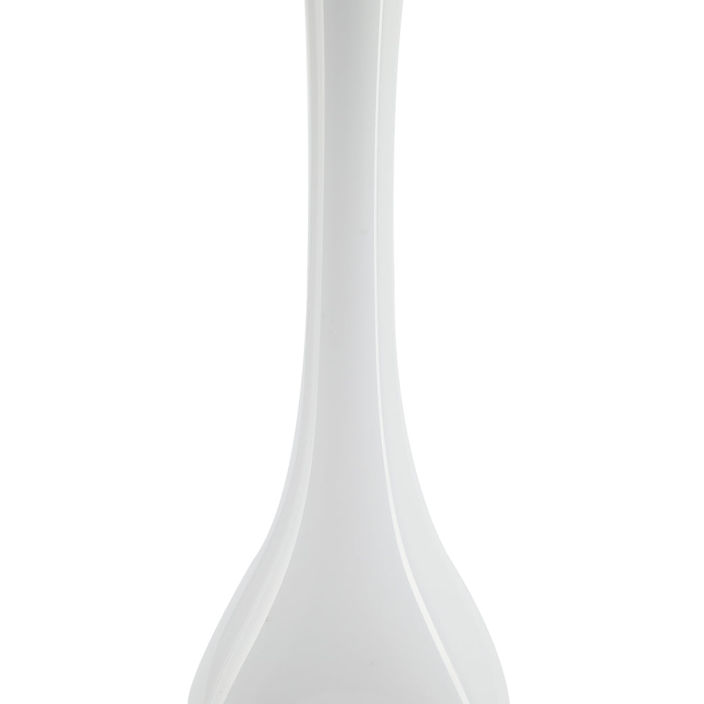 Tall Glossy White Glass Vase