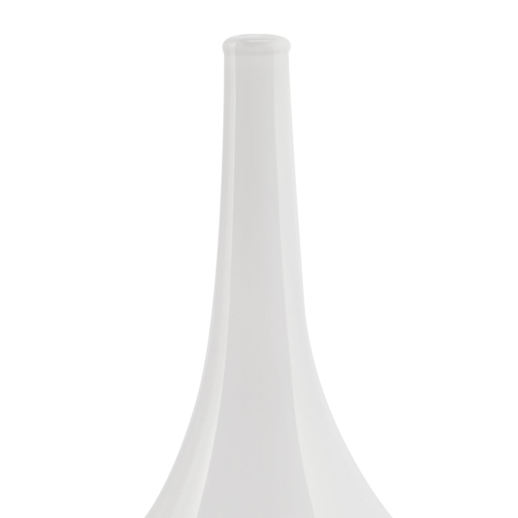 Glossy White Round Glass Vase