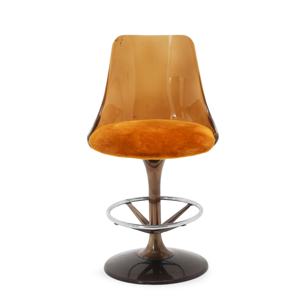 Amber Acrylic Barstool with Orange Velvet Seat