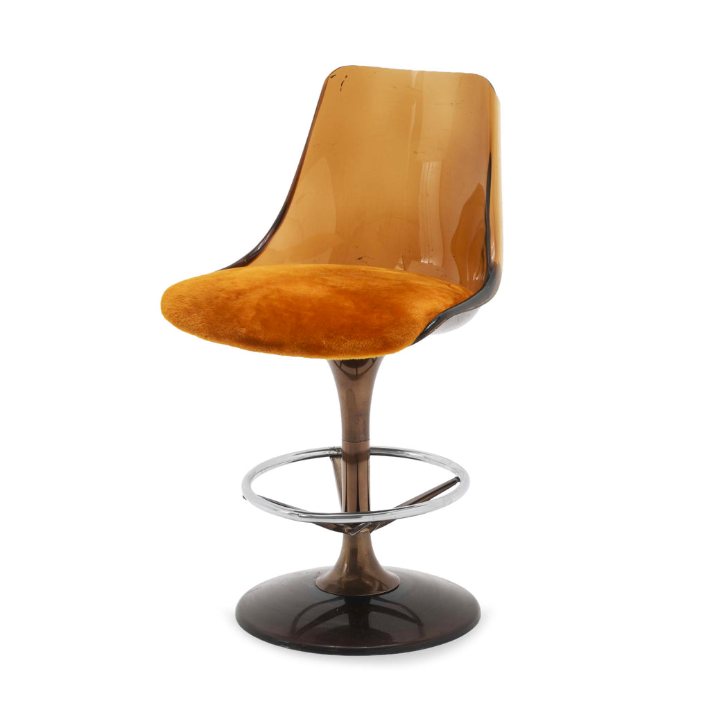 Amber Acrylic Barstool with Orange Velvet Seat