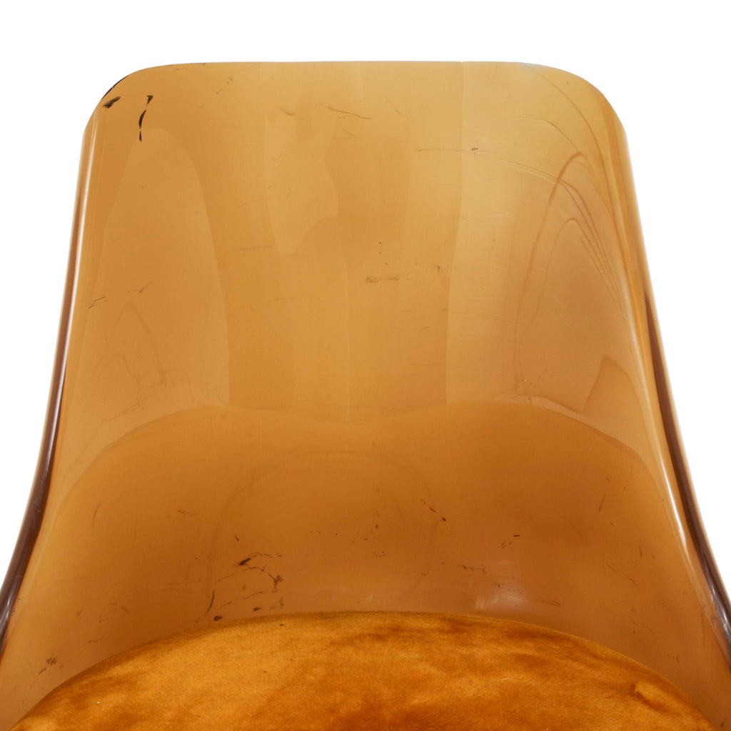Amber Acrylic Barstool with Orange Velvet Seat
