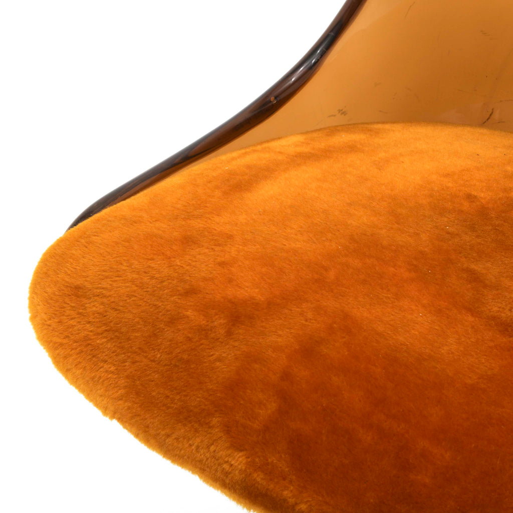 Amber Acrylic Barstool with Orange Velvet Seat