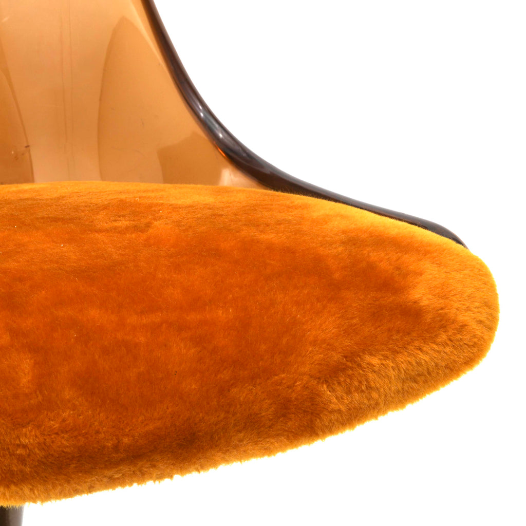 Amber Acrylic Barstool with Orange Velvet Seat