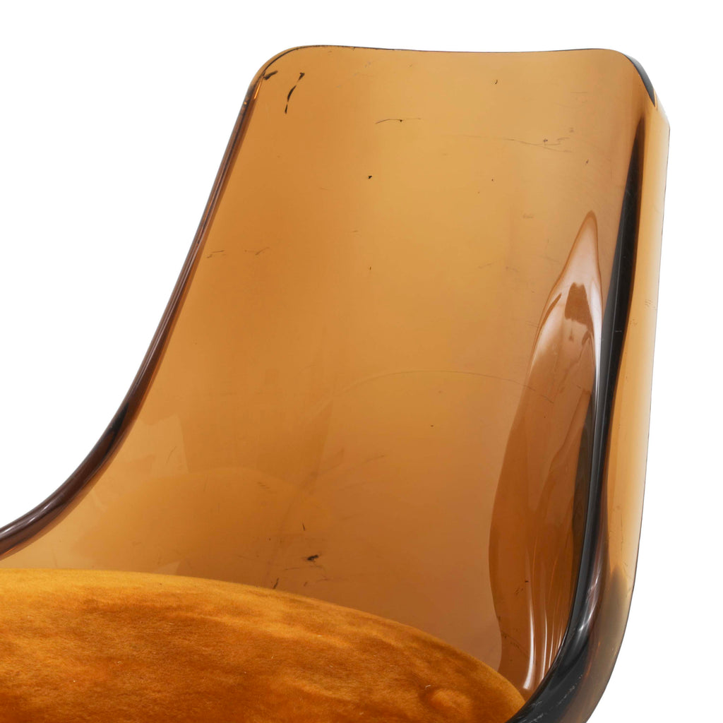 Amber Acrylic Barstool with Orange Velvet Seat