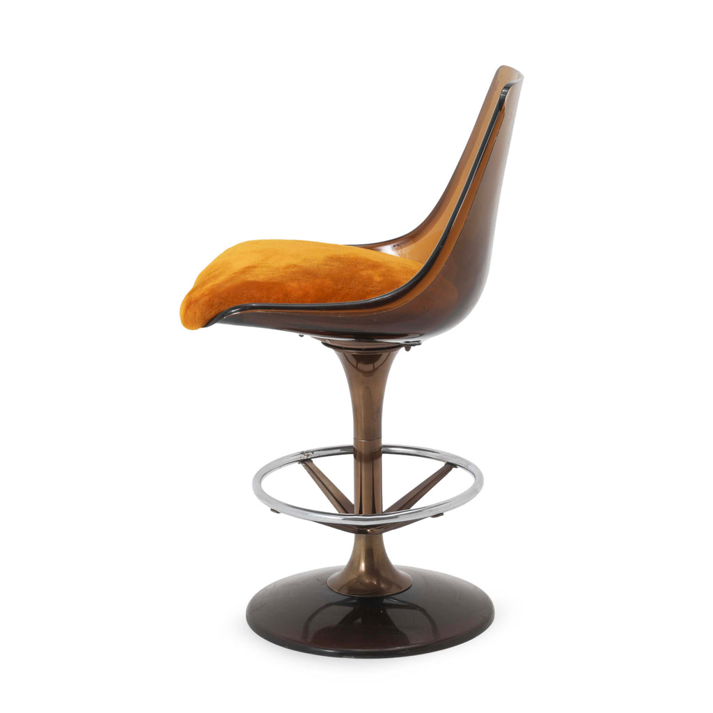 Amber Acrylic Barstool with Orange Velvet Seat
