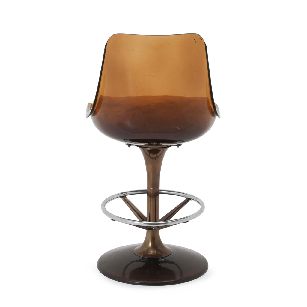 Amber Acrylic Barstool with Orange Velvet Seat