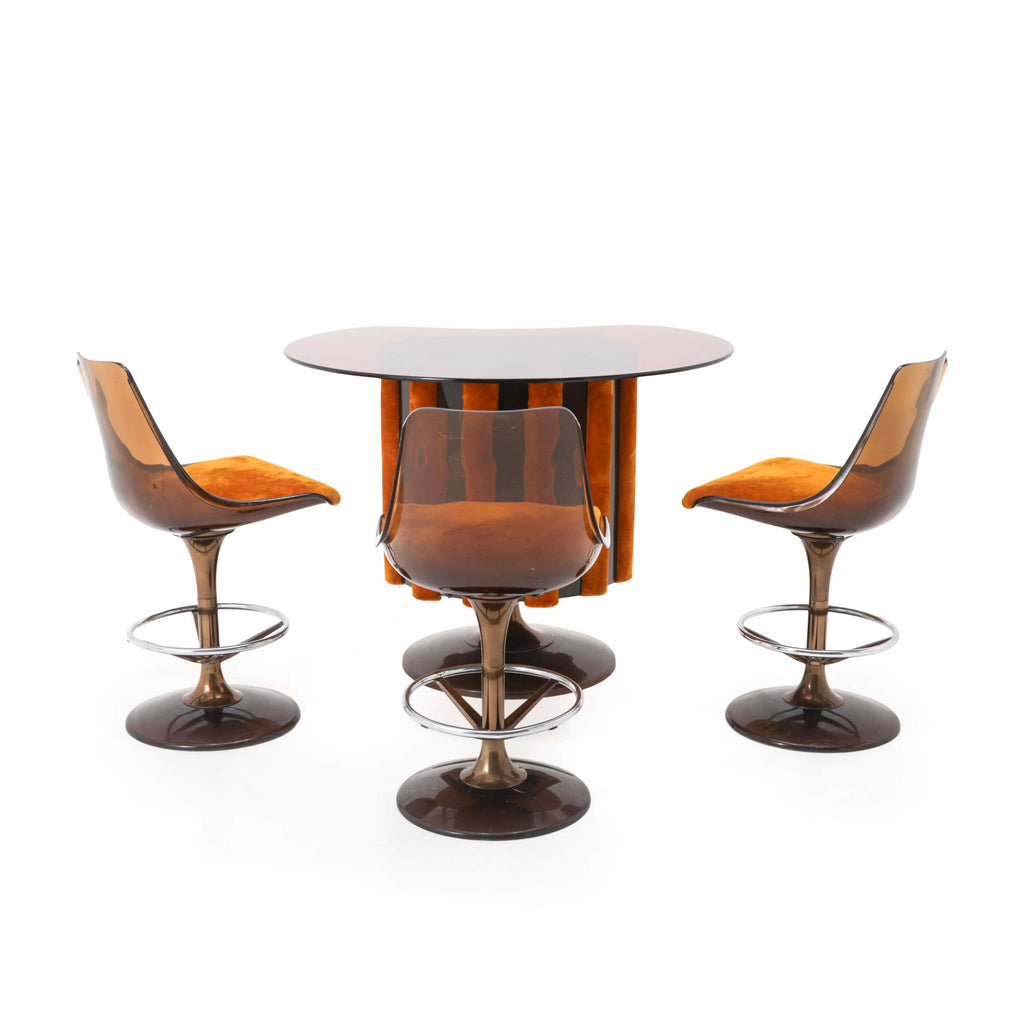 Amber Acrylic Barstool with Orange Velvet Seat