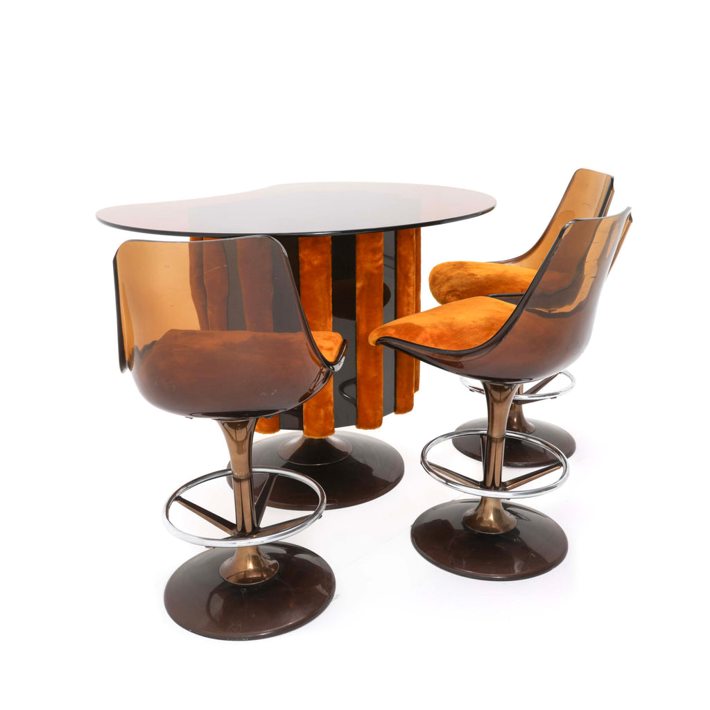 Amber Glass / Orange Velvet Bar with Tulip Base