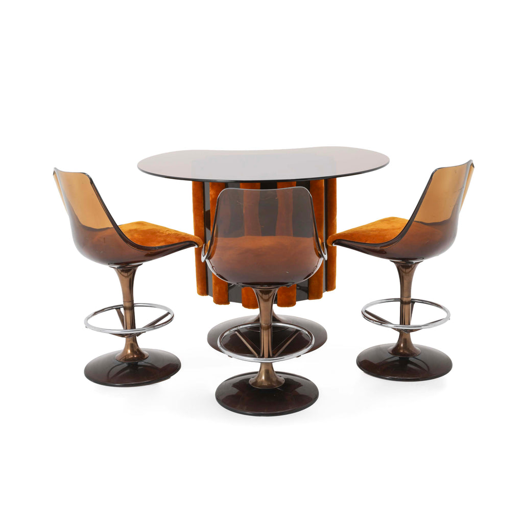 Amber Acrylic Barstool with Orange Velvet Seat
