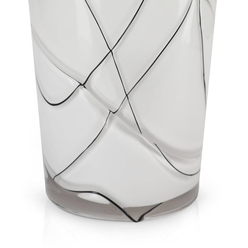 White Cylindrical Vase with Black Scribble