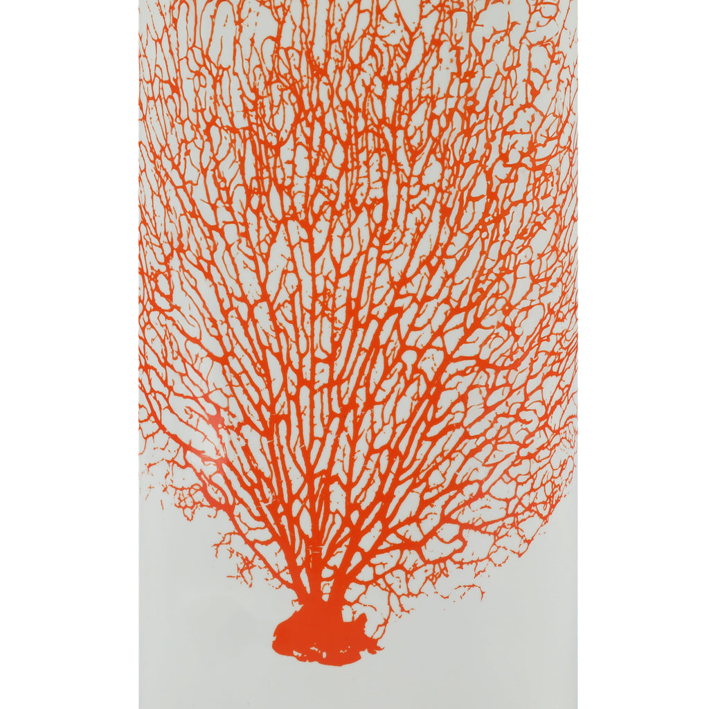 White Bottle Vase w/ Tree Print
